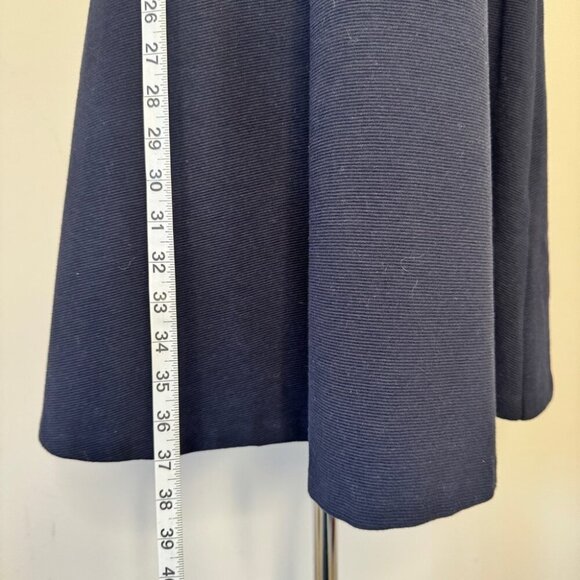 Talbots Dress Aqua Navy Blue Strpied Ribbed Knit A Line Flared Full Zip Sz S - Picture 7 of 15